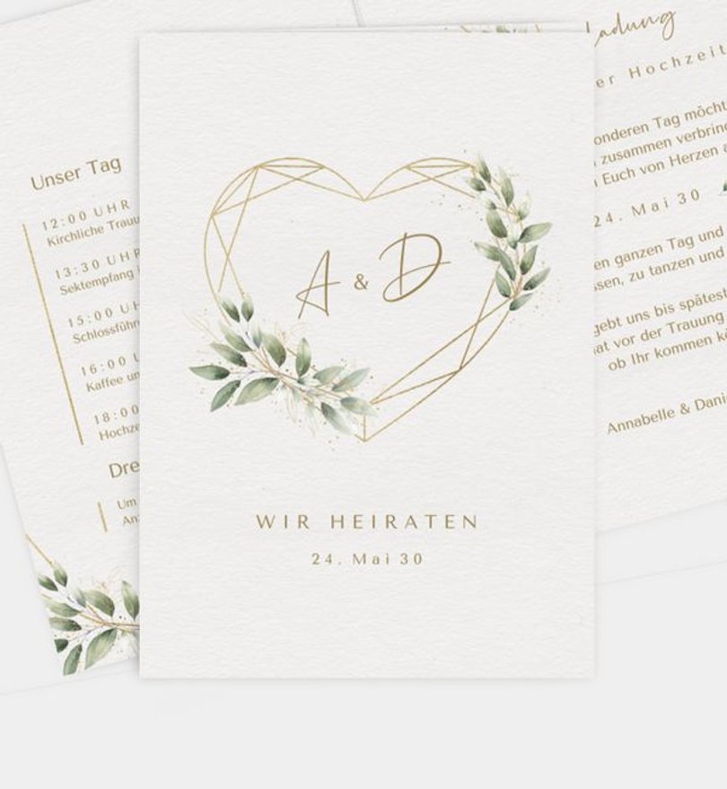 Einladungskarte Hochzeit Geometric Heart