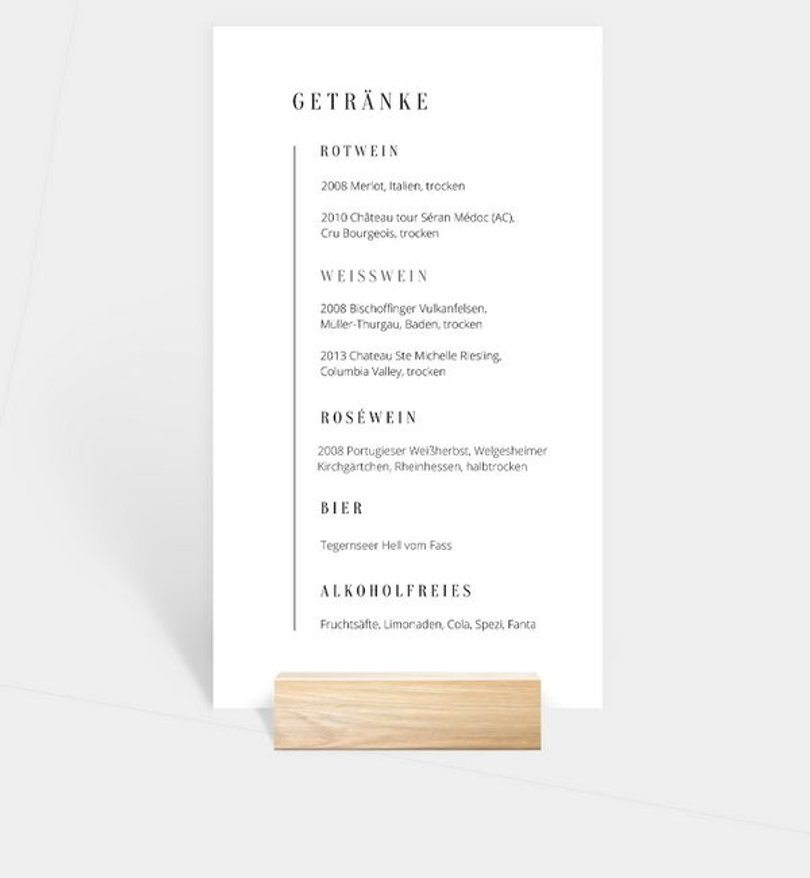 Menükarte Hochzeit Flow