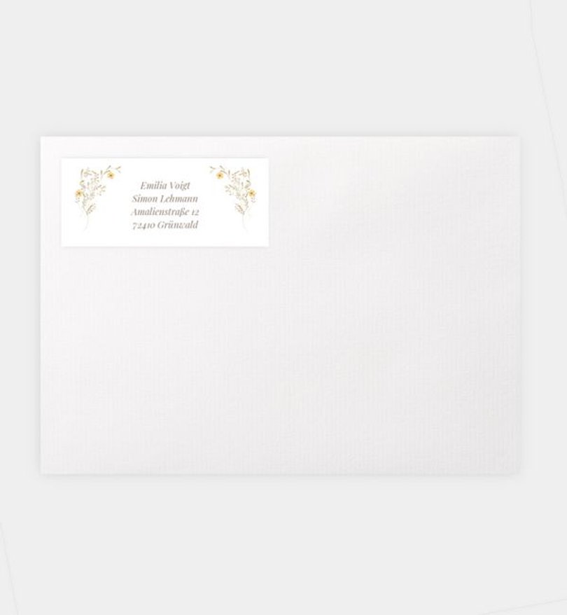 Absenderaufkleber Hochzeit Blütenkranz