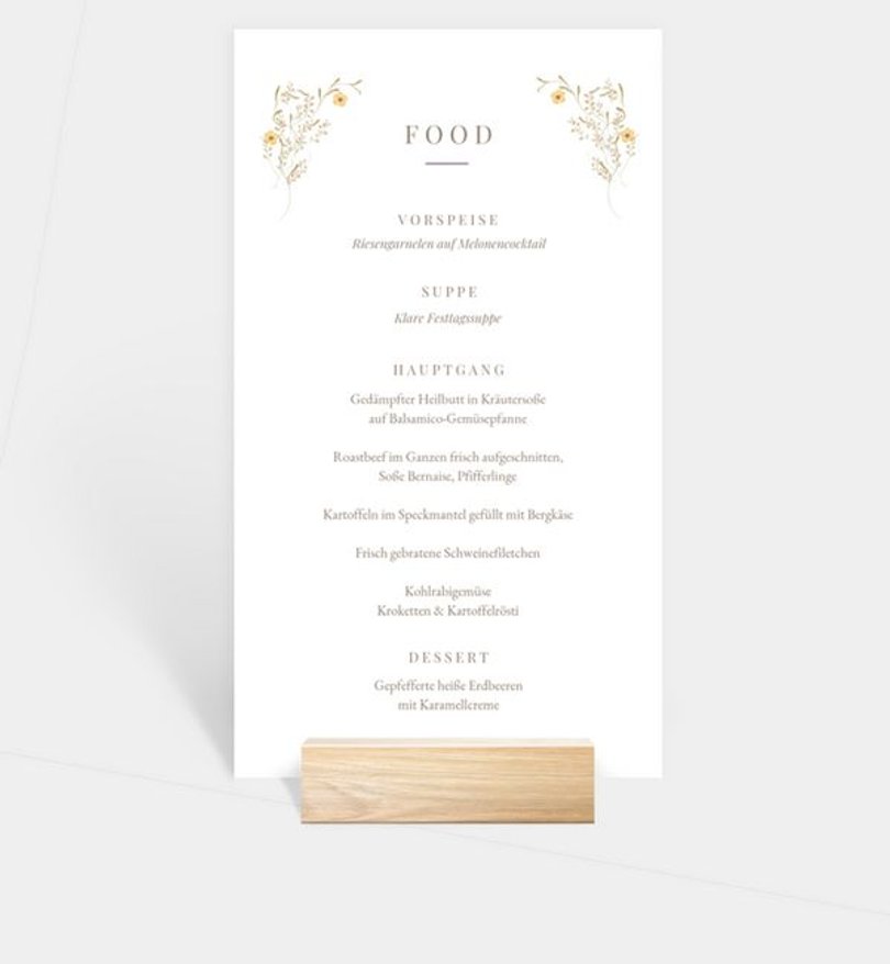 Menükarte Hochzeit Blütenkranz