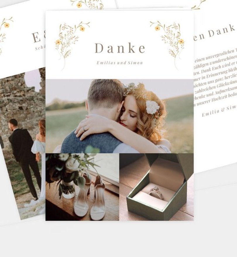 Dankeskarte Hochzeit Blütenkranz