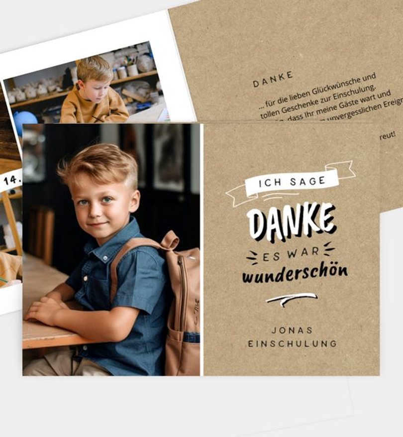 Dankeskarte Einschulung Cool Letters