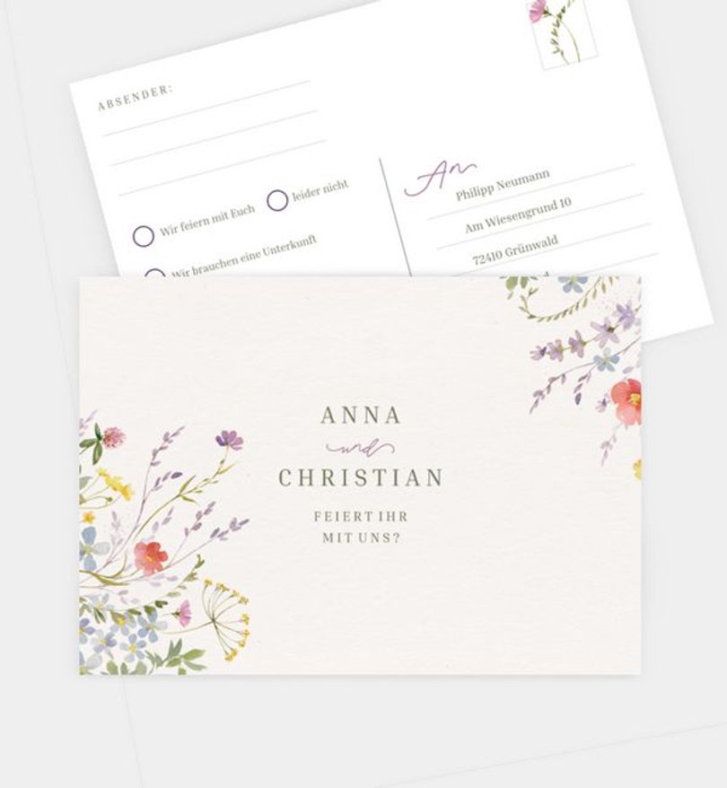 Antwortkarte Hochzeit Wildflowers