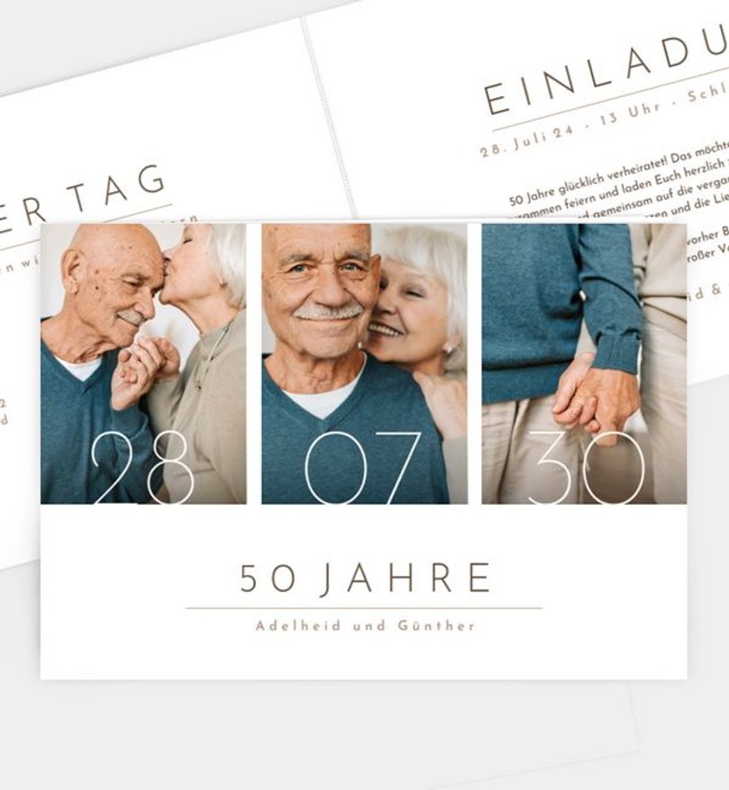 Einladungskarte Goldene-Hochzeit Semplice