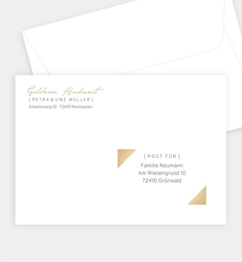 Briefumschlag Goldene-Hochzeit Fotoecken
