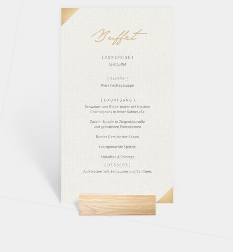 Menükarte Goldene Hochzeit Fotoecken