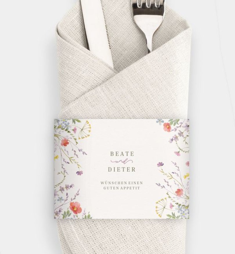 Besteck Servietten-Zubehör Goldene Hochzeit Wildflowers