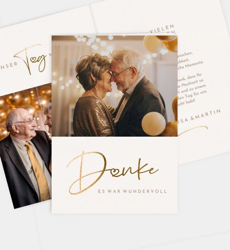 Dankeskarte Goldene-Hochzeit Herzensjahre