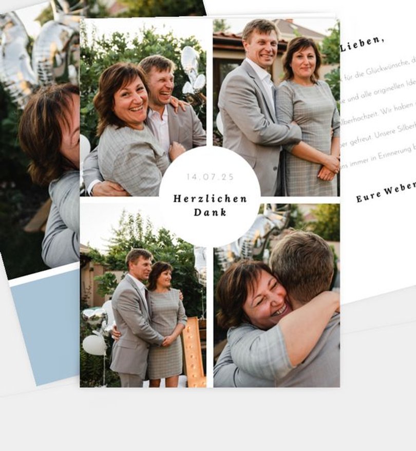Dankeskarte Silberhochzeit Fotokreuz