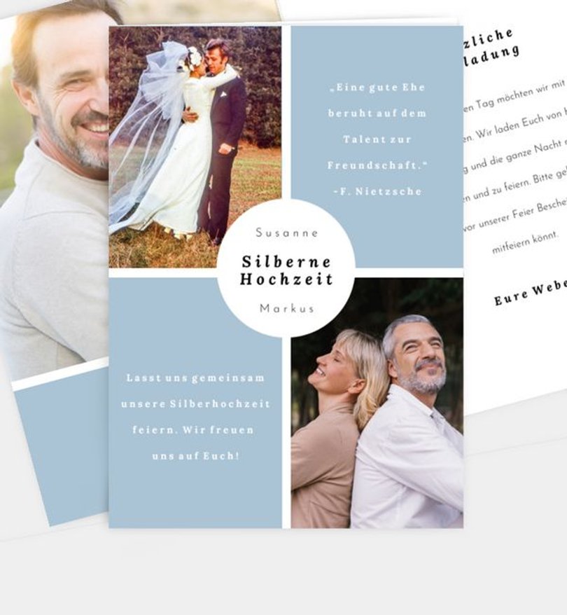 Einladungskarte Silberhochzeit Fotokreuz