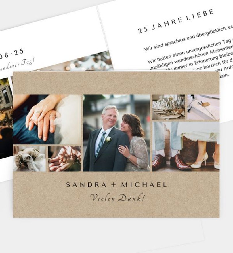 Dankeskarte Silberhochzeit Classic Wedding · Crafty