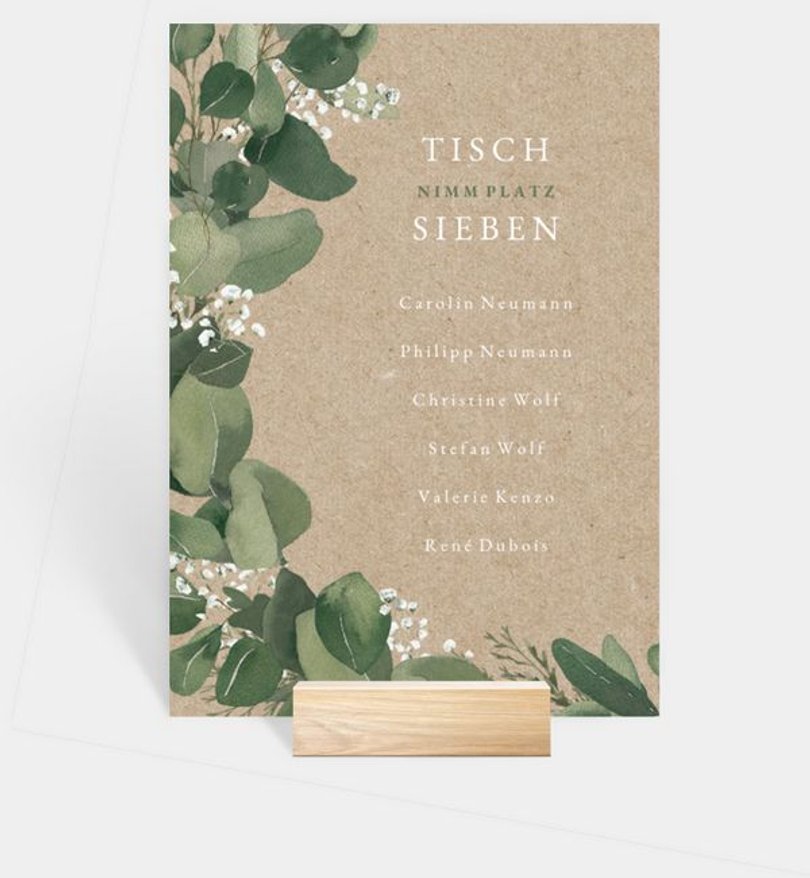 Gruppentischkarte Silberhochzeit Eucalyptus Wreath