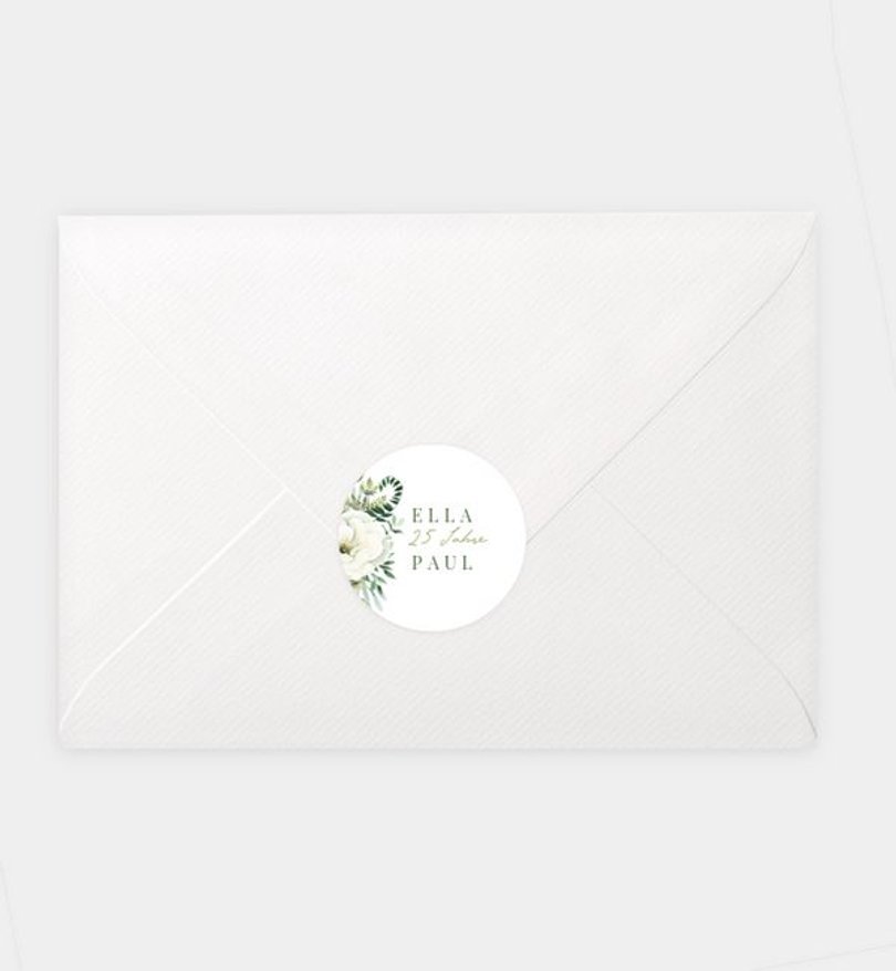 Siegelsticker Silberhochzeit Green Romance