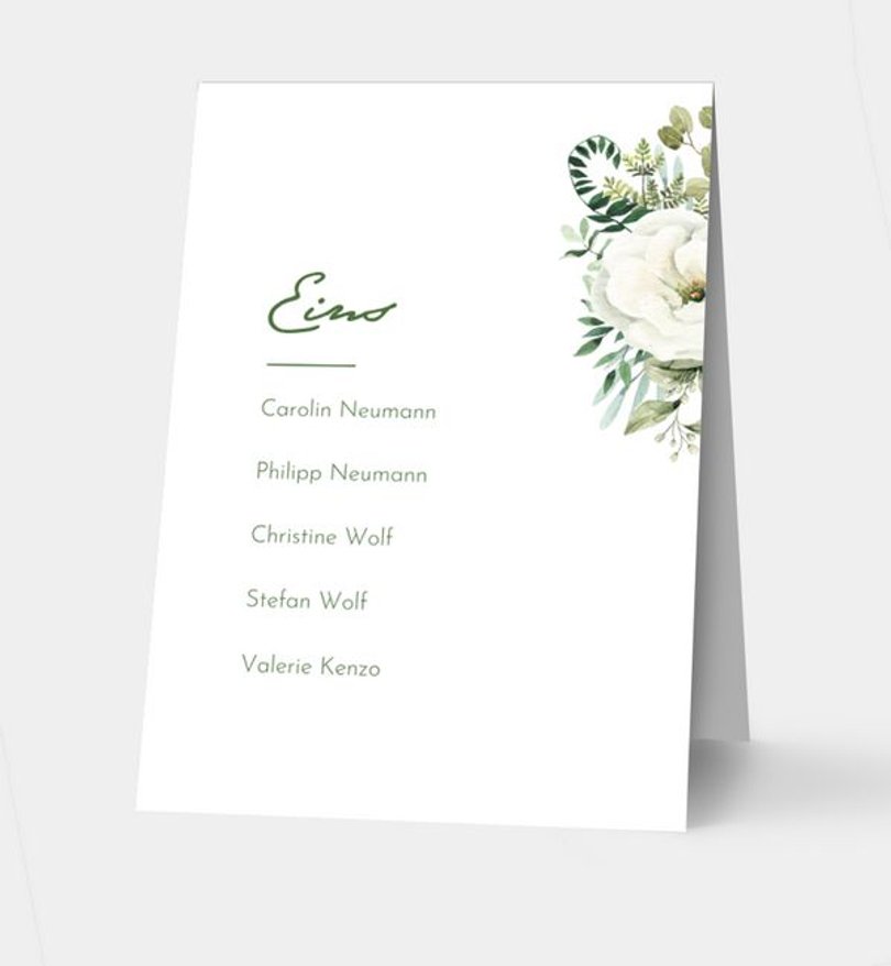 Gruppentischkarte Silberhochzeit Green Romance
