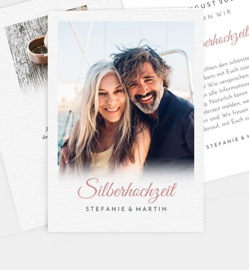 Einladungskarte Silberhochzeit Soft Sunset