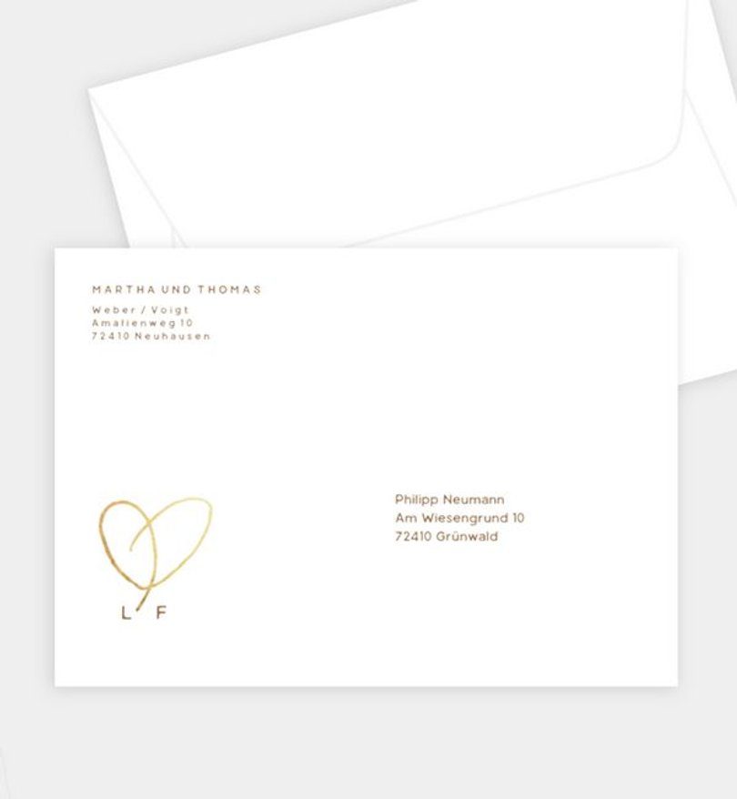 Briefumschlag Silberhochzeit Ewiges Herzgold · Crafty