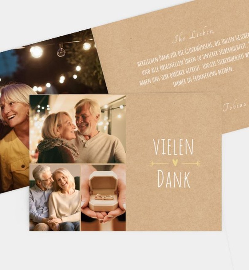 Dankeskarte Silberhochzeit Vintage Love · Crafty