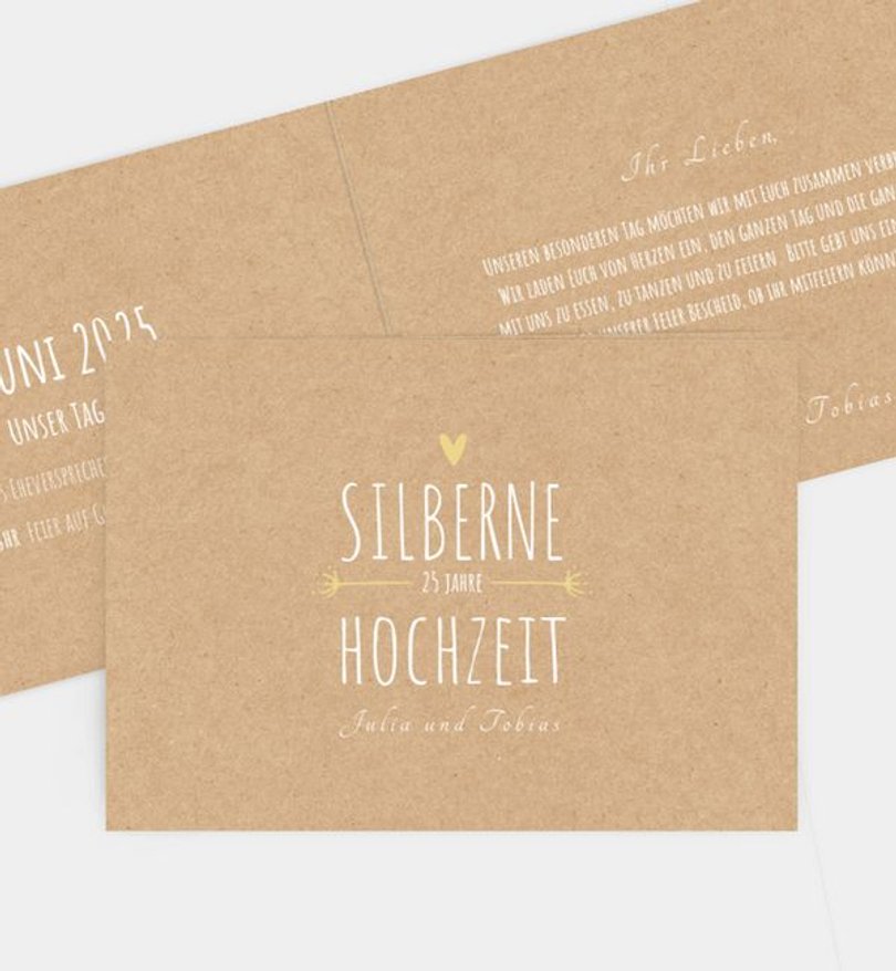Einladungskarte Silberhochzeit Vintage Love · Crafty