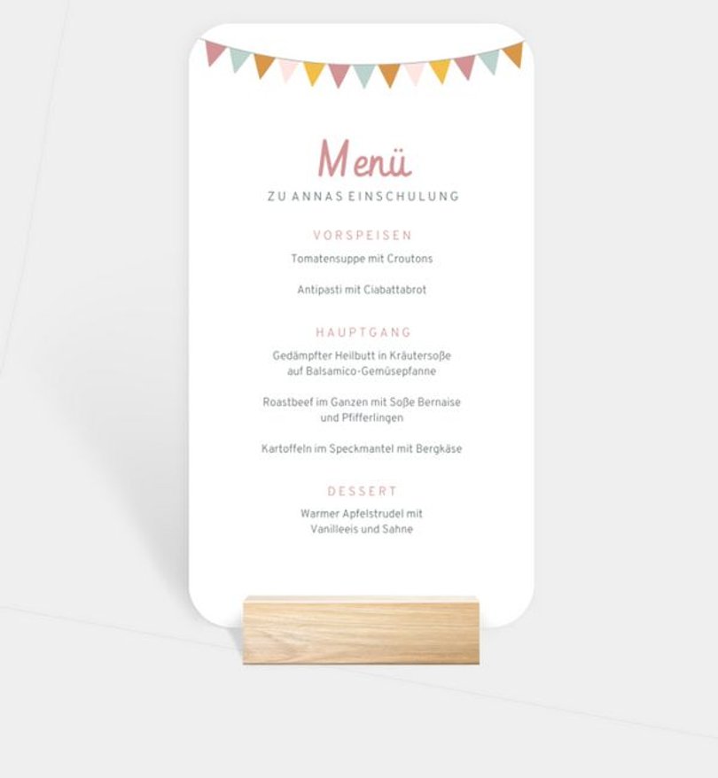 Menükarte Einschulung Girlande