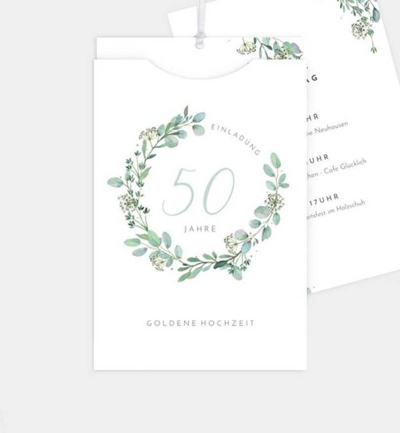 Einladungskarte Goldene-Hochzeit Green Love