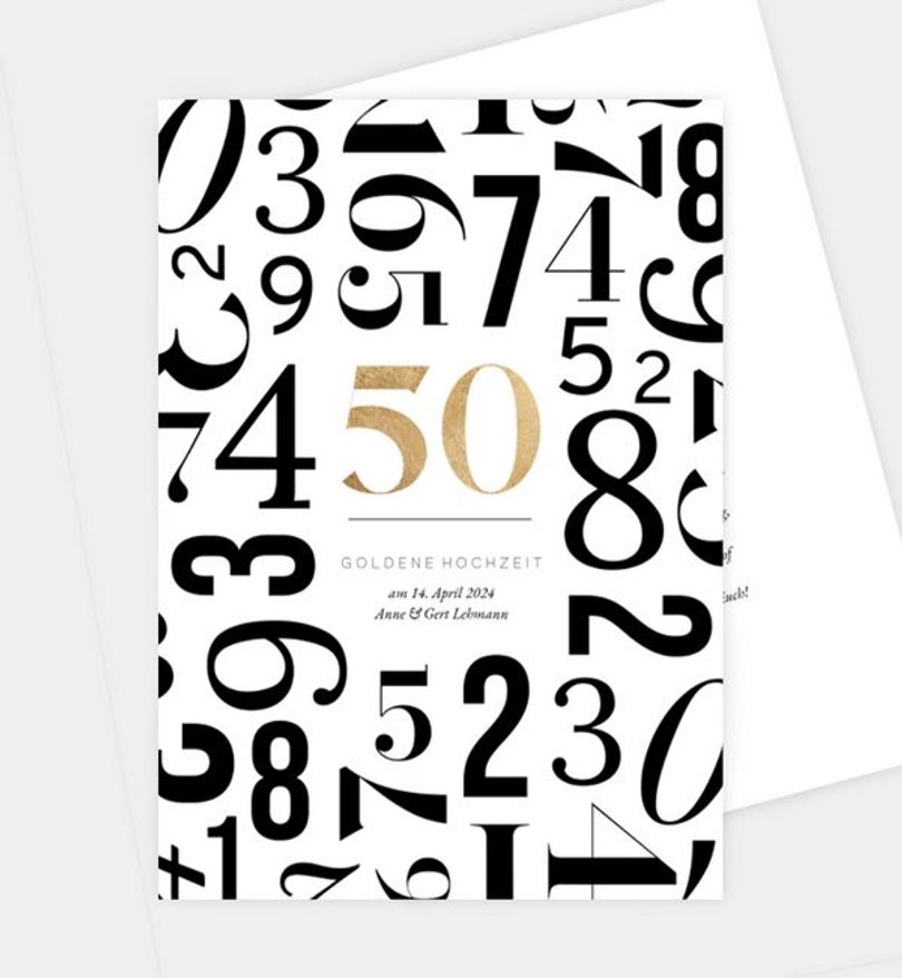 Einladungskarte Goldene-Hochzeit Mix of Numbers