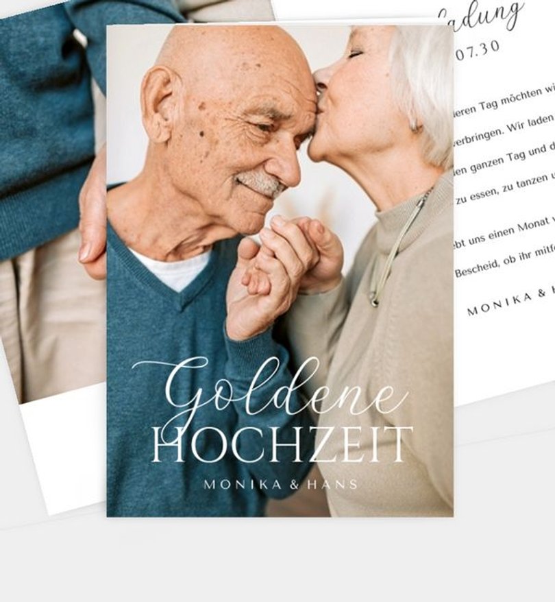 Einladungskarte Goldene-Hochzeit Elegant photo