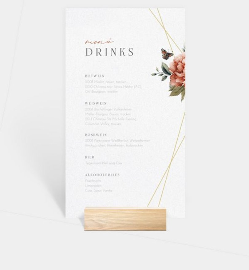 Menükarte Goldene Hochzeit Floral Corner