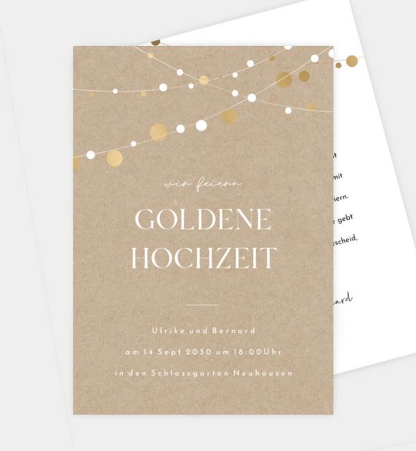 Einladungskarte Goldene-Hochzeit Girlande klassisch