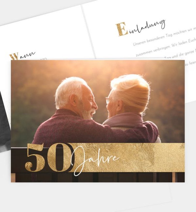 Einladungskarte Goldene-Hochzeit Golden night