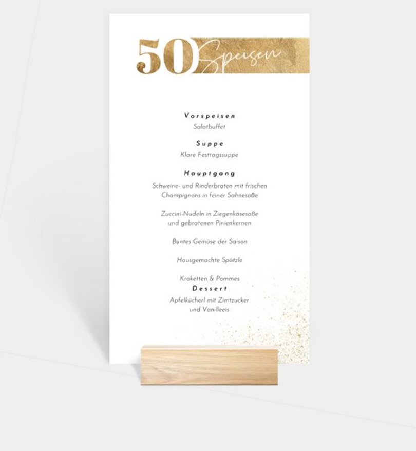 Menükarte Goldene Hochzeit Golden night
