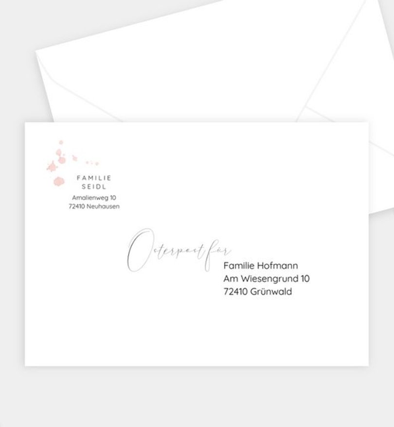 Briefumschlag Ostern Aquarelle Hasenohren