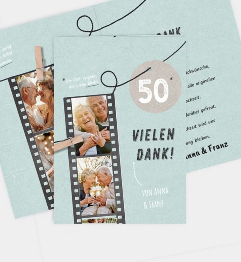 Dankeskarte Goldene-Hochzeit Filmstreifen