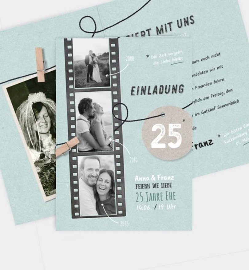 Einladungskarte Silberhochzeit Filmstreifen