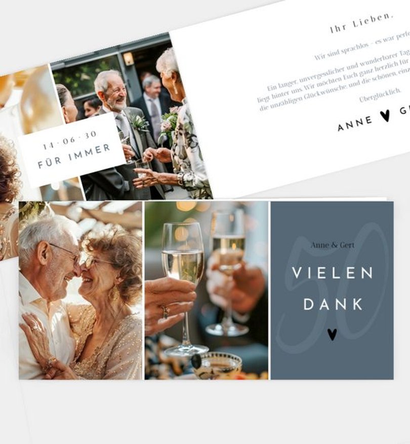 Dankeskarte Goldene-Hochzeit Liebesbrief