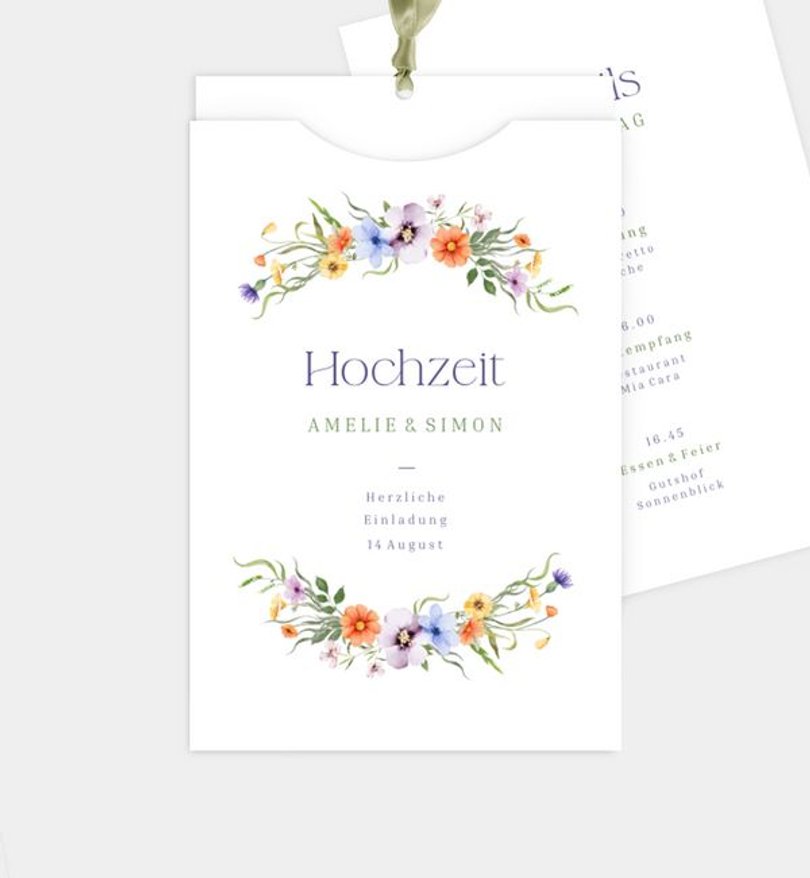 Einladungskarte Hochzeit Sommerblumen