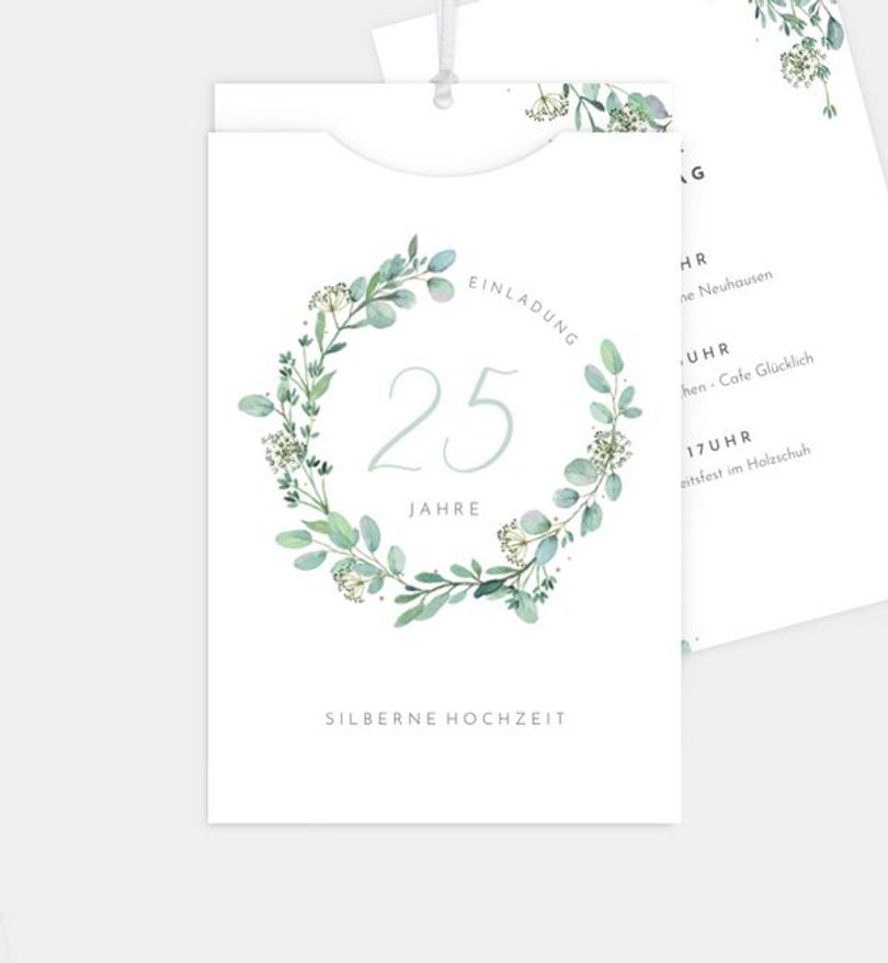 Einladungskarte Silberhochzeit Green Love