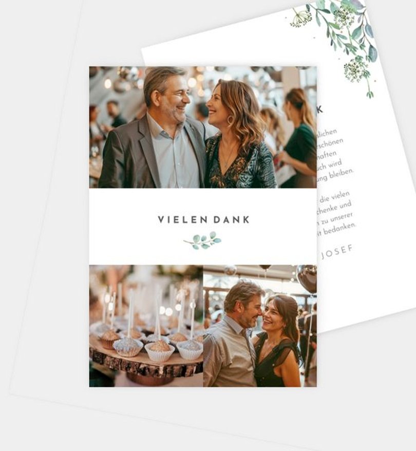 Dankeskarte Silberhochzeit Green Love