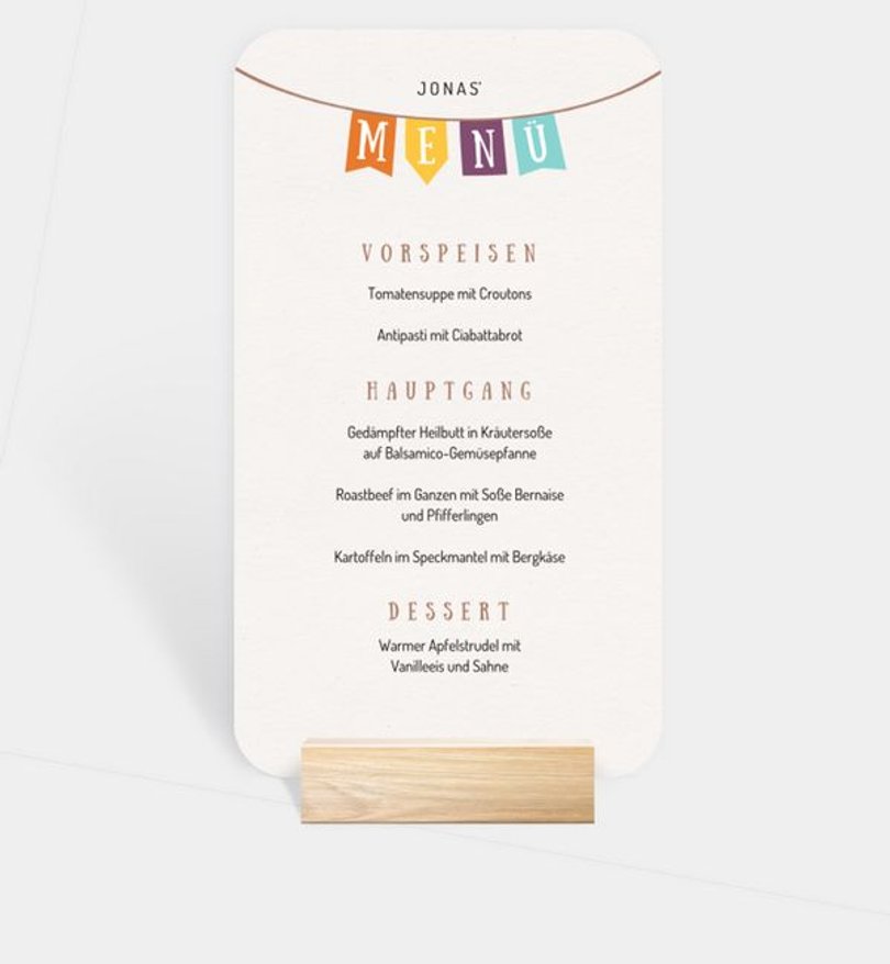 Menükarte Einschulung Wimpelkette