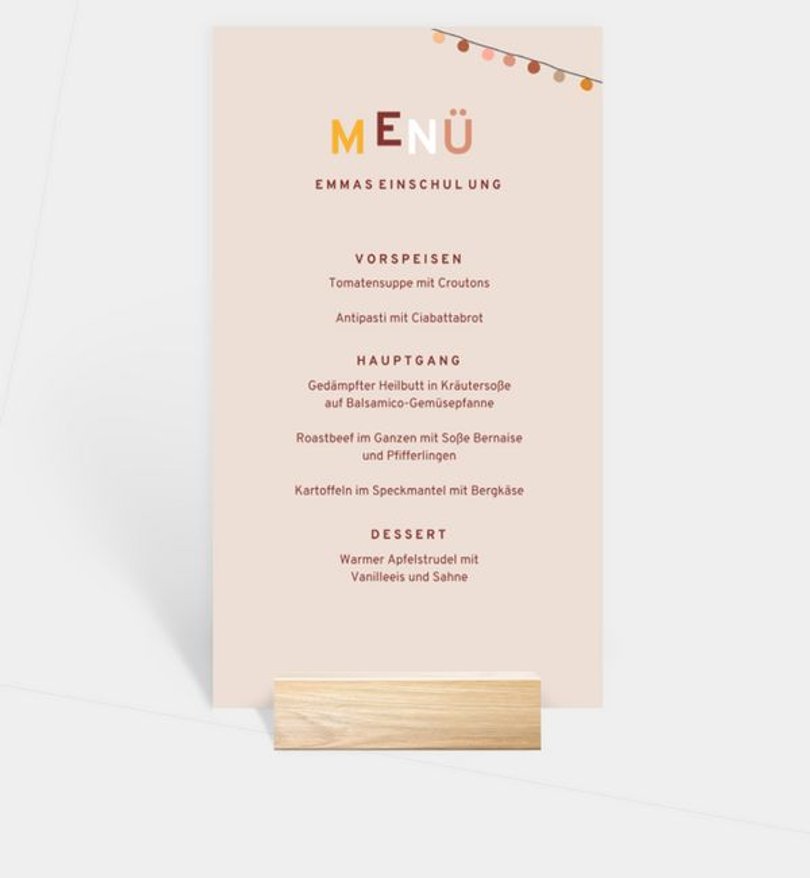Menükarte Einschulung Fiesta