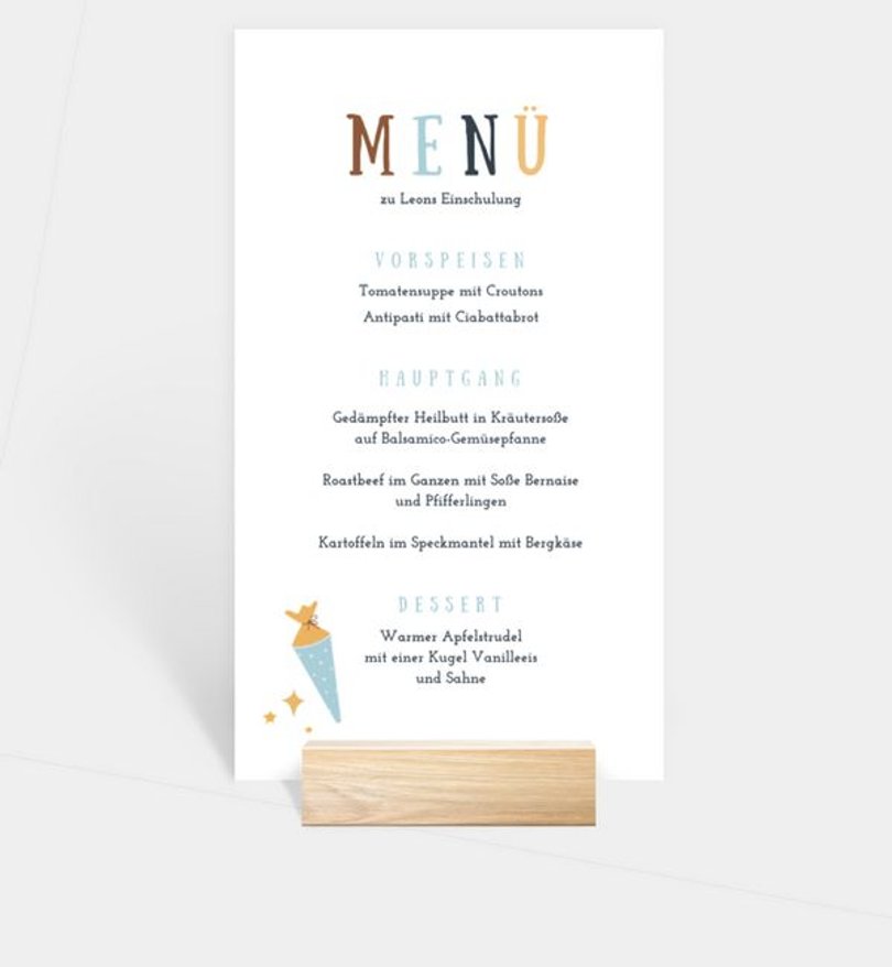 Menükarte Einschulung Zaubertüte
