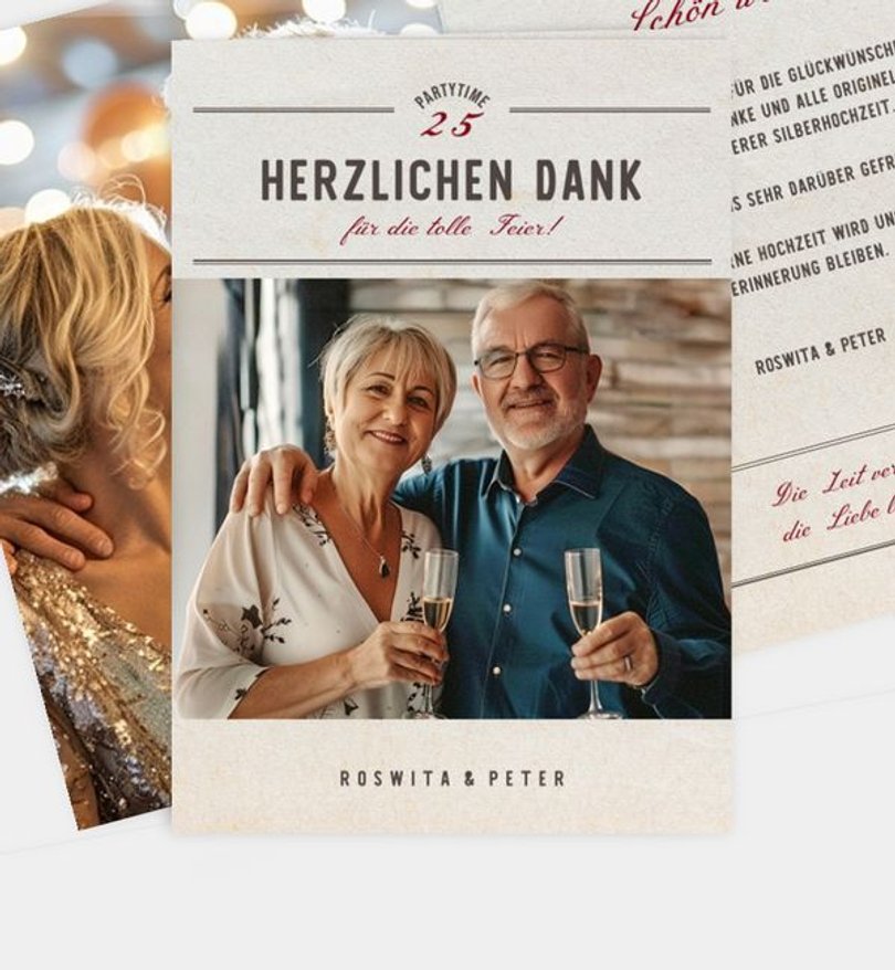 Dankeskarte Silberhochzeit Alte Zeiten