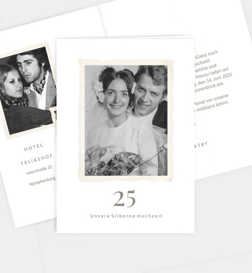 Einladungskarte Silberhochzeit Retro Fotoalbum