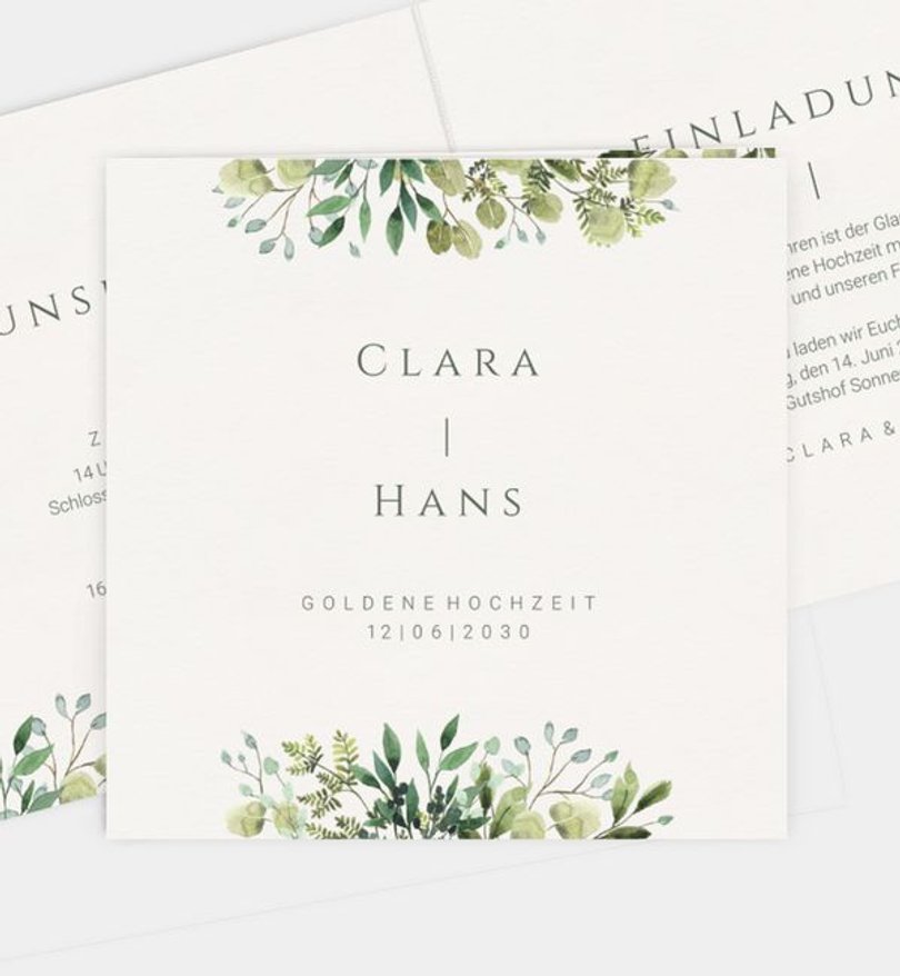 Einladungskarte Goldene-Hochzeit Elegant Bouquet