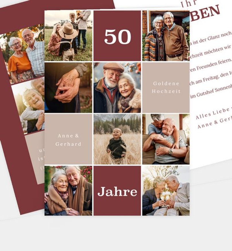 Einladungskarte Goldene-Hochzeit Unser Jahr