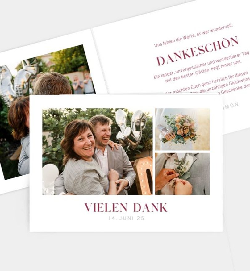 Dankeskarte Silberhochzeit Delicate Bouquet