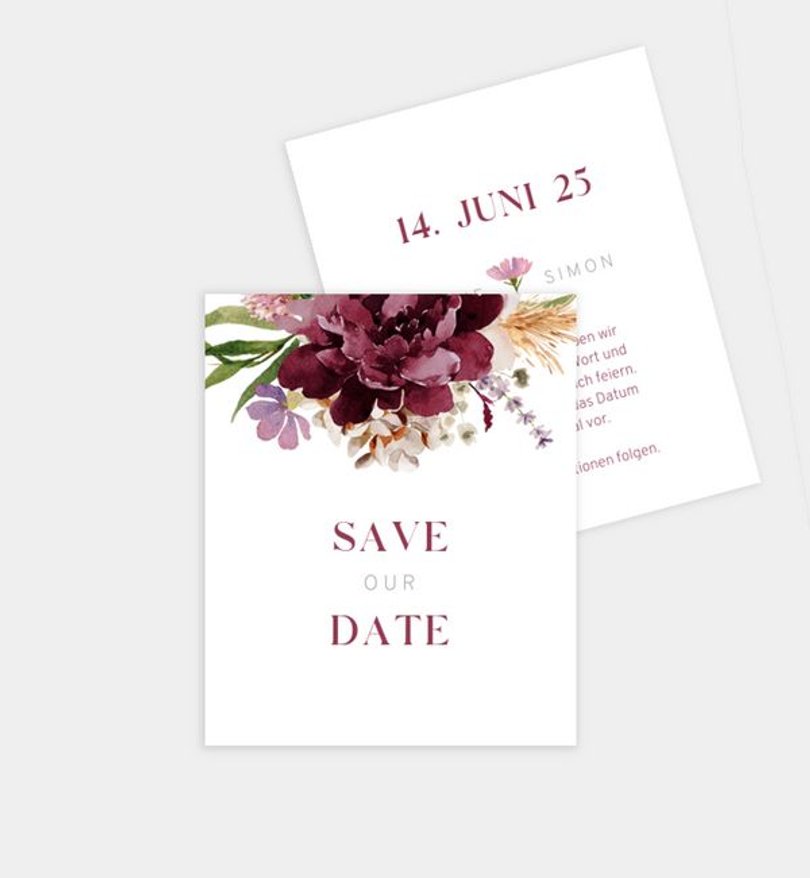 Save-The-Date Karte Silberhochzeit Delicate Bouquet