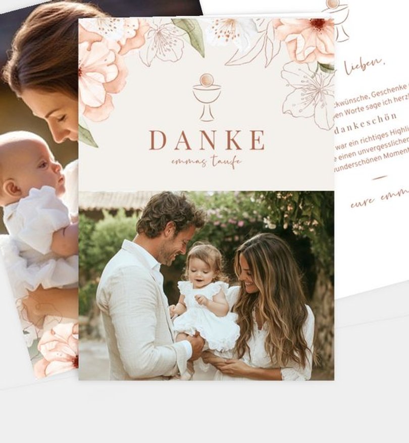 Dankeskarte Taufe Peaches