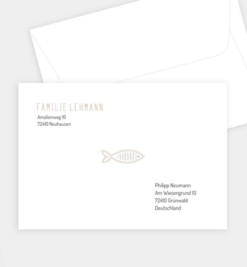 Briefumschlag Taufe Goldener Fisch