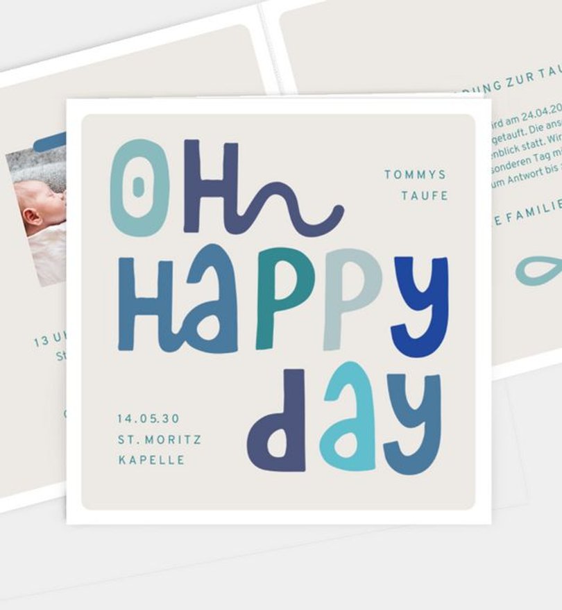 Einladungskarte Taufe Oh Happy Day