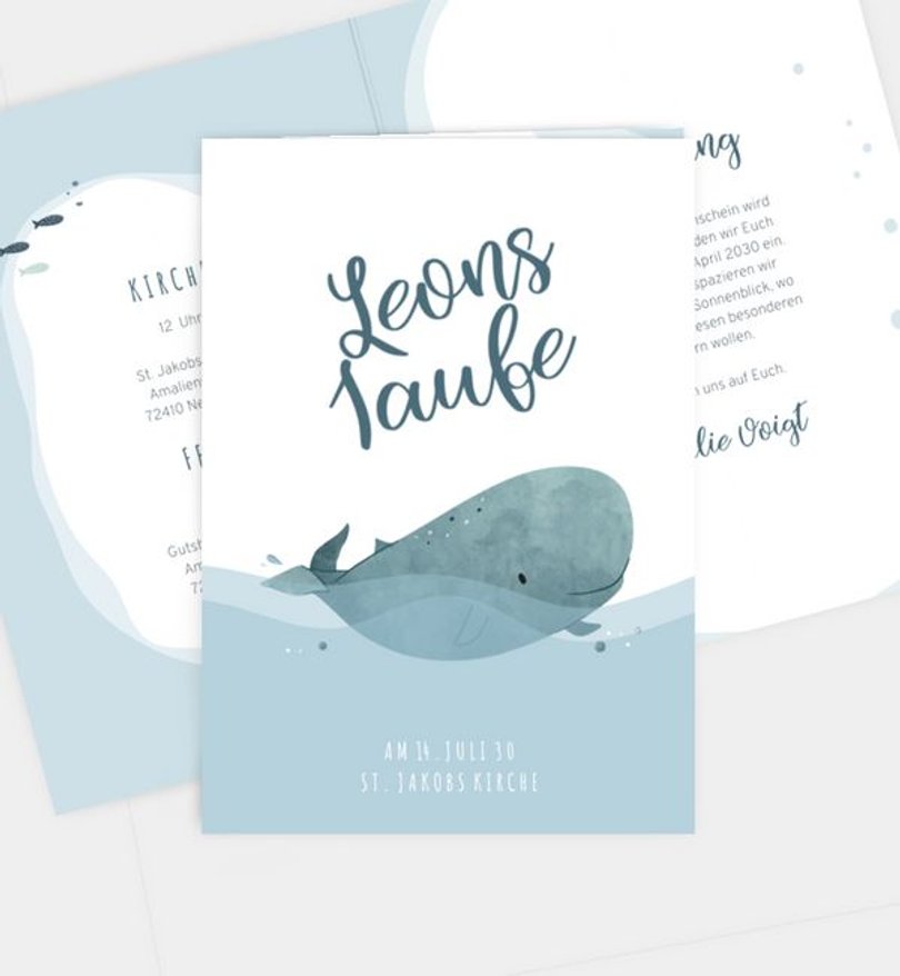 Einladungskarte Taufe Happy Whale